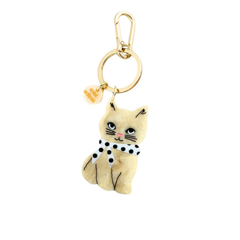 PORTACHIAVI HANDPAINTED SCARF KITTEN BAG CHARM KEYCHAIN SOLAR ECLIPSE