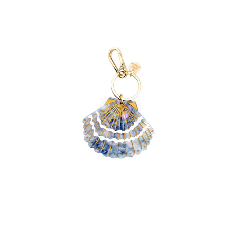 PORTACHIAVI HANDPAINTED SEASHELL BAG CHARM KEYCHAIN SOLAR ECLIPSE