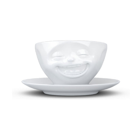 TAZZA COFFEE CUP LAUGHING T014701 TASSEN WHITE