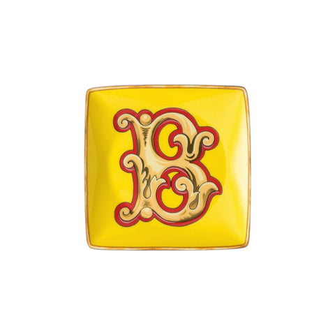 PIATTINO QUADRATO 15253 HOLIDAY ALPHABET B VERSACE 403682 YELLOW ROSENTHAL
