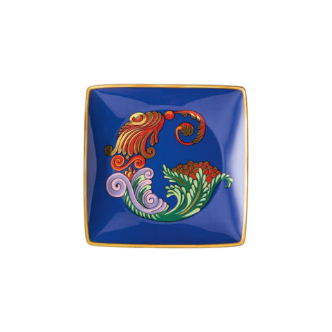 PIATTINO QUADRATO 15253 HOLIDAY ALPHABET C VERSACE 403687 BLUE ROSENTHAL