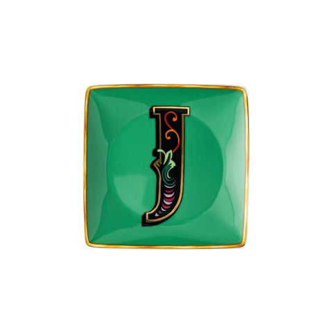 PIATTINO QUADRATO 15253 HOLIDAY ALPHABET J VERSACE 403690 GREEN ROSENTHAL