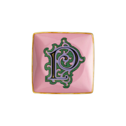 PIATTINO QUADRATO 15253 HOLIDAY ALPHABET P VERSACE 403696 PINK ROSENTHAL