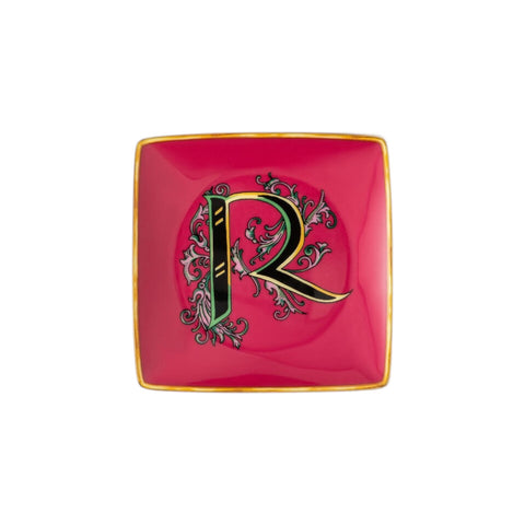 PIATTINO QUADRATO 15253 HOLIDAY ALPHABET R VERSACE 403698 FUXIAL ROSENTHAL