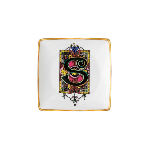 PIATTINO QUADRATO 15253 HOLIDAY ALPHABET S VERSACE 403699 WHITE ROSENTHAL