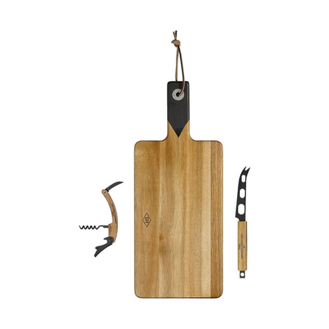 CHEESE AND WINE SET ACACIA WOOD GENTLEMEN'S HARDWARE GEN156UK