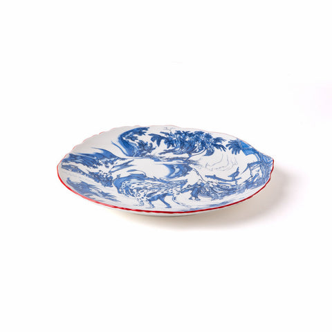 KLASSISCHER FLACHER TELLER AUF SÄURE Cm.28 - CHINOISERIE BLAU ART.11203 SELETTI