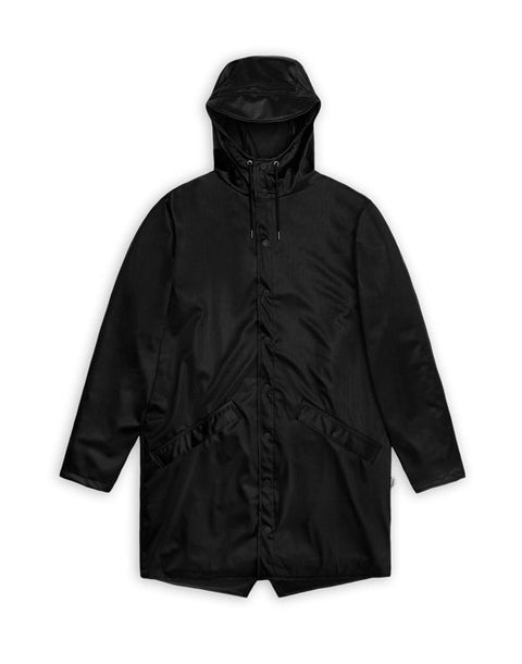 WASSERDICHTE LANGE JACKE BLACK GRAIN L ART. 12020 RAINS BLACK