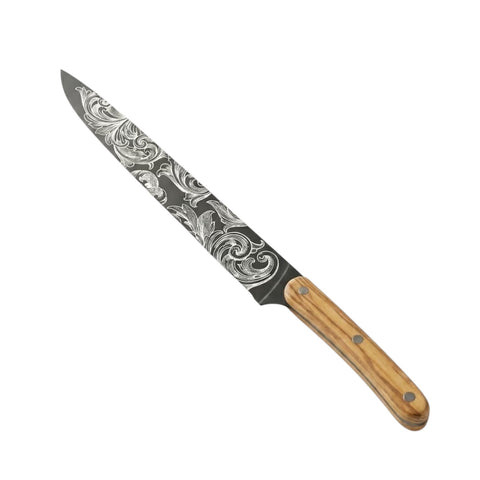 COLTELLO DA INTAGLIO TITANIUM FINISH OLIVEWOOD FLOREAL DEEJO