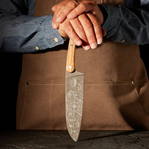COLTELLO DA INTAGLIO TITANIUM FINISH OLIVEWOOD SAPOREM MUN DEEJO