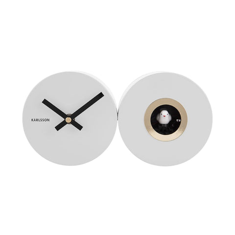 OROLOGIO WALL CLOCK DUO CUCKOO KA5789WH MATTE WHITE KARLSSON