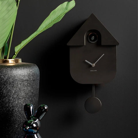 OROLOGIO WALL CLOCK MODERN CUCKOO METALLIC DARK GREY KARLSSON