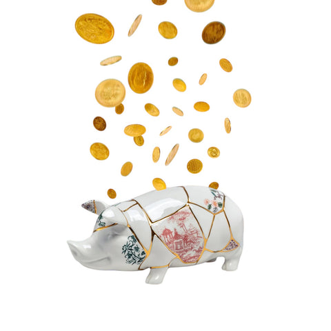 SALVADANAIO SELETTI IN PORCELLANA KINTSUGI PIGGY BANK 09942