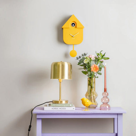 OROLOGIO WALL CLOCK MODERN CUCKOO  ART. KA5768BY BRIGHT YELLOW KARLSSON
