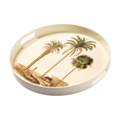 VASSOIO PALM TREE PLATEAU LACQUE' ROND 35 CM BLUE SHAKER