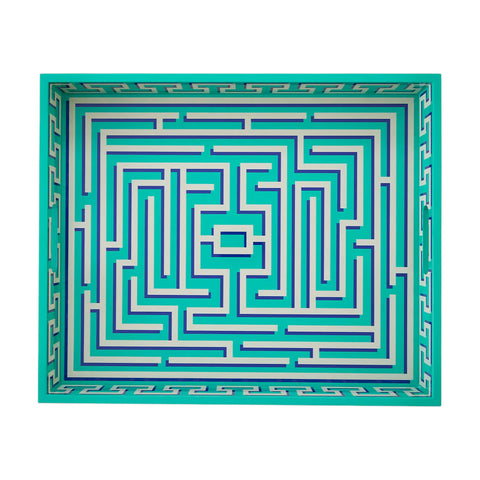VASSOIO LABYRINTH LACQUER TRAY GREEN 35132 JONATHAN ADLER