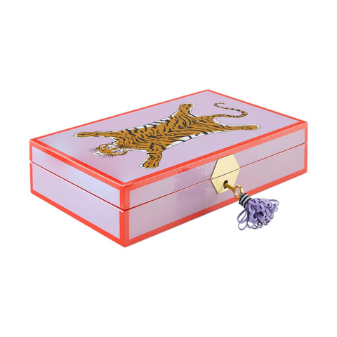 PORTAGIOIE TIGER LACQUER JEWELRY BOX LAVENDER 35134 JONATHAN ADLER