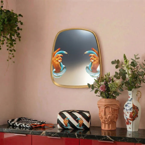 SPECCHIO CORNICE LEGNO CM 54 H 59 SNAKES 17040 SELETTI