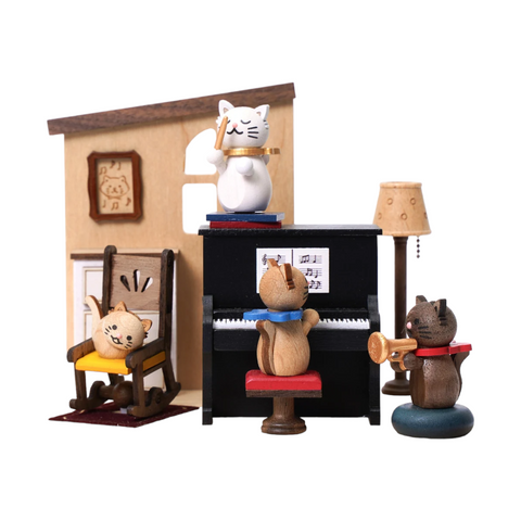 WOODERFULLIFE MUSIC BOX CAT PLAY PIANO S ART. 1062401