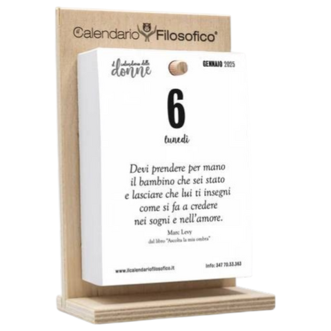 CALENDARIO FILOSOFICO DONNE 10X14 CON SUPPORTO IN LEGNO