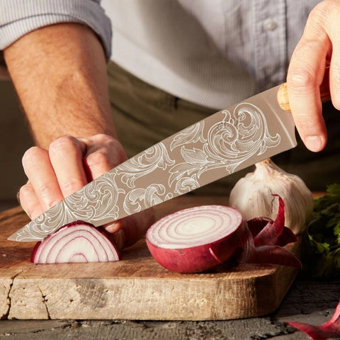 COLTELLO DA CHEF TITANIUM FINISH OLIVEWOOD FLOREAL DEEJO