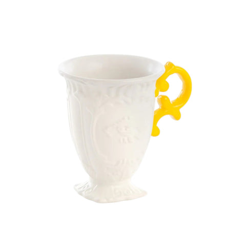 TAZZA PORCELLANA I-WARES CM 10 H 11,5 MANICO GIALLO 09855GIA SELETTI