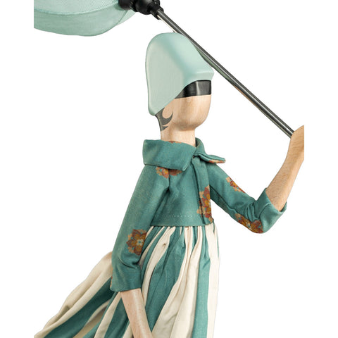 LAMPADA LITTLE GIRL LUTS PARALUME VERDE ACQUA E BASE LEGNO DI FAGGIO SKITSO