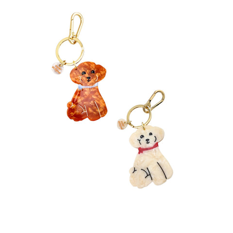 PORTACHIAVE HANDPAINTED DOODLE PUPPY BAG CHARM KEYCHAIN SOLAR ECLIPSE