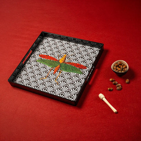 VASSOIO INSECT 1 PLATEAU LACQUE' CARRE' 33X33 BLUE SHAKER