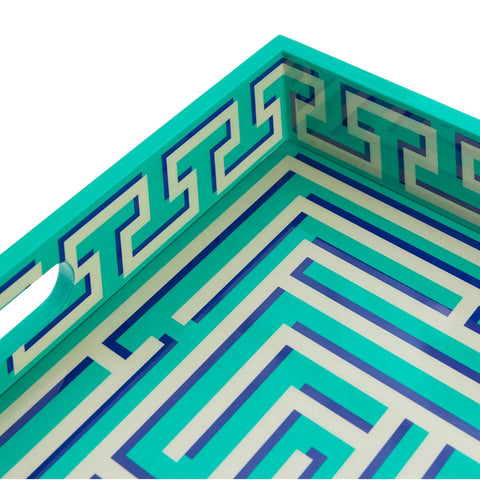 VASSOIO LABYRINTH LACQUER TRAY GREEN 35132 JONATHAN ADLER