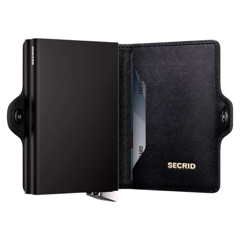 TWINWALLET PREMIUM EMBOSS LINES SECRID BLACK