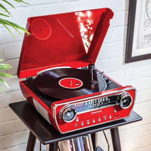 POWEL 7 IN 1 RECORD PLAYER RED CROSLEY