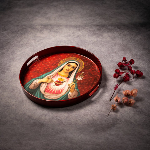 VASSOIO VIRGIN RED PLATEAU LAQUE' ROND 35 CM BLUE SHAKER