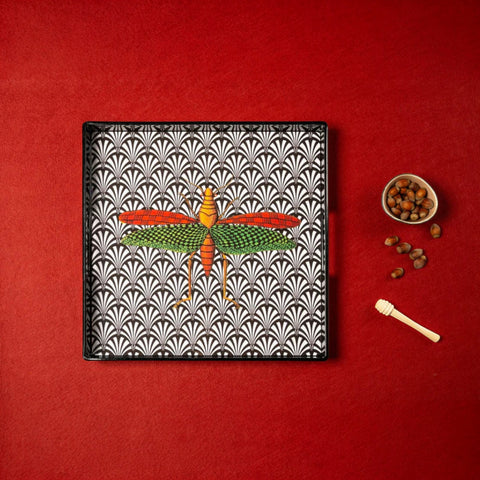 VASSOIO INSECT 1 PLATEAU LACQUE' CARRE' 33X33 BLUE SHAKER