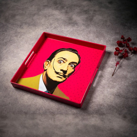 VASSOIO DALI PINK PLATEAU LAQUE' CARRE' 33X33 BLUE SHAKER