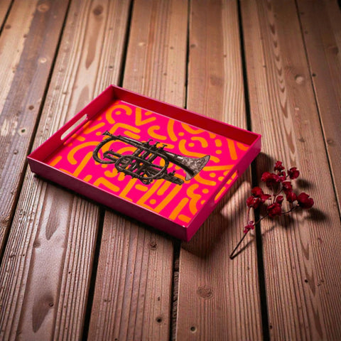 VASSOIO TUBA PINK PLATEAU LAQUE' RECTANGLE 40X30 BLUE SHAKER