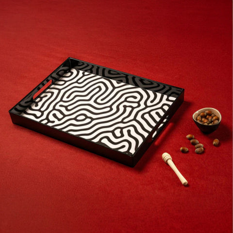 VASSOIO BAUHAUS PLATEAU LAQUE' RECTANGLE 40X30 BLUE SHAKER