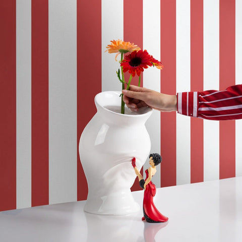 VASO CON STATUETTA IN RESINA CIRCUS LUCY CM. 28 X17,5X28,5 ART. 09927 SELETTI