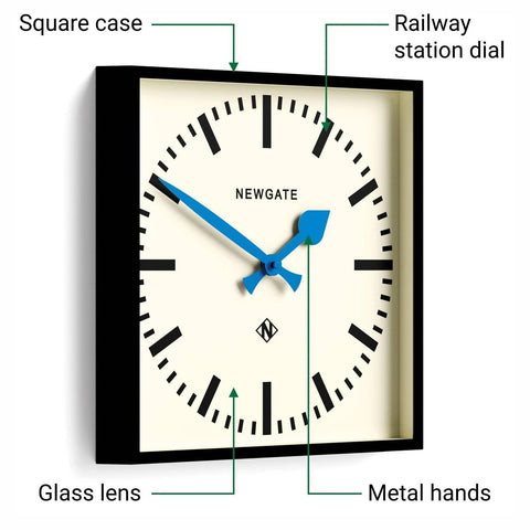 OROLOGIO NUMBER FIVE RAILWAY WALL CLOCK NUMFIV 390NKICE BLACK BLUE NEWGATE