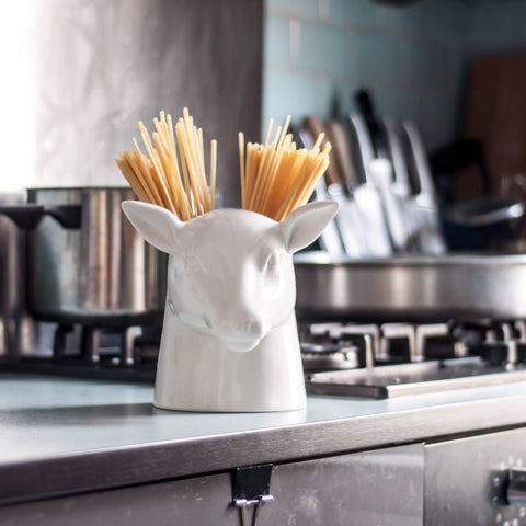 CONTENITORE STAG HEAD UTENSIL POT WHITE SUCK UK