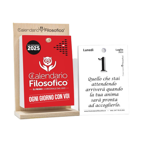 CALENDARIO FILOSOFICO 10X14 CM CON SUPPORTO IN LEGNO