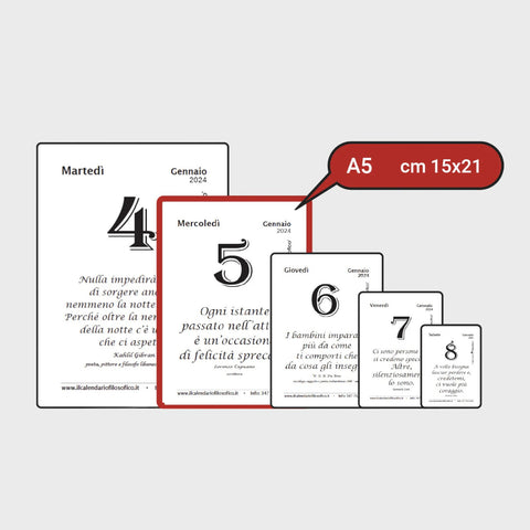 CALENDARIO FILOSOFICO FORMATO A5 CON SUPPORTO IN  LEGNO