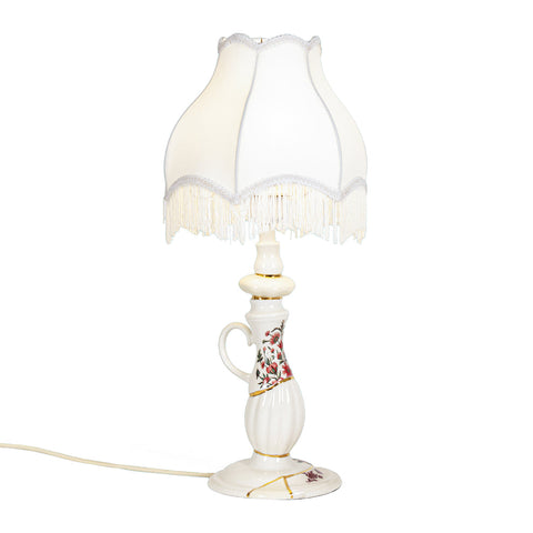 KINTSUGI ABAT JOUR LAMPE AUS PORZELLAN UND GOLD 26X26 H 60 CM 09945 SELETTI WEISS