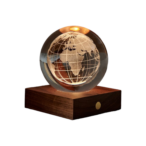 AMBER CRYSTAL LIGHT 3D LASER WORLD GLOBE ART. G025WO