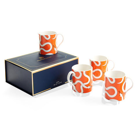 JONATHAN ADLER EDEN MUGS SET OF 4 ORANGE ART. 33119