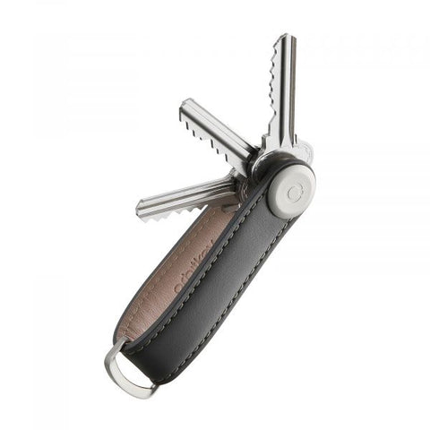 KEYCHAIN ​​ORBITKEY 2.0 LEATHER CHARCOAL/GRAY ART LTHO-2-CCGY