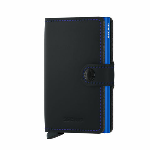 "MINIWALLET MATTE BLACK & BLUE SECRID"