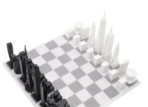 SKYLINE CHESS ACRYLIC NEW YORK VS DUBAI (WITH MARBLE HATCH BOARD) SKU.977