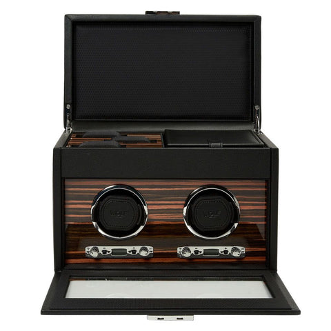 WOLF ROADSTER DOUBLE WATCH WINDER WITH STORAGE BLACK 457256