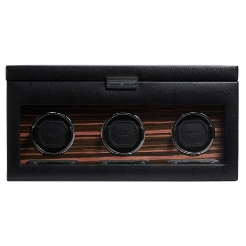 WOLF ROADSTER TRIPLE WATCH WINDER WITH STORAGE BLACK 457356